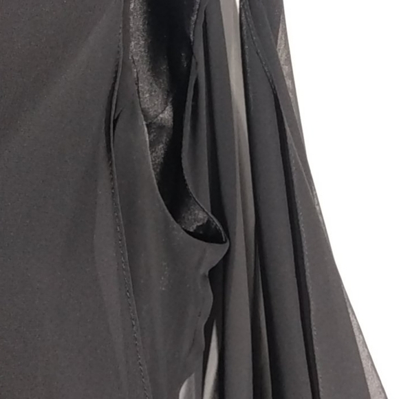 XSCAPE NWT BLACK ONE-SHOULDER RHINESTONE FLUTTER HEM MINI DRESS SIZE 6 - Picture 12 of 15